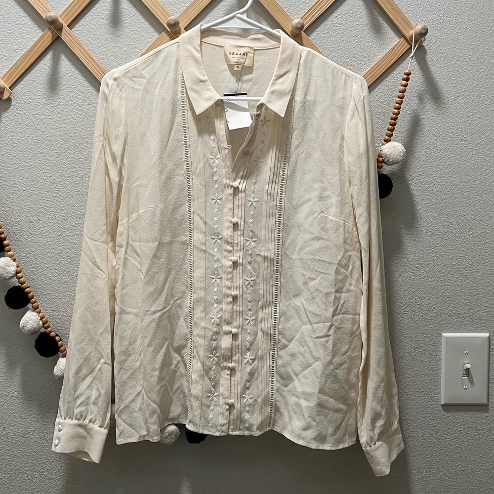 Sezane Silk Button Down Top